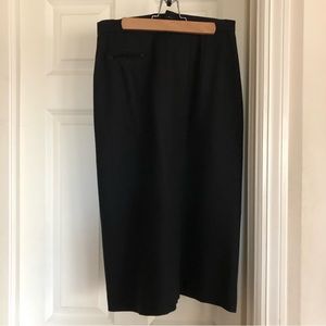 Vintage Madison Black Wool Lined Pencil Skirt - Size 10